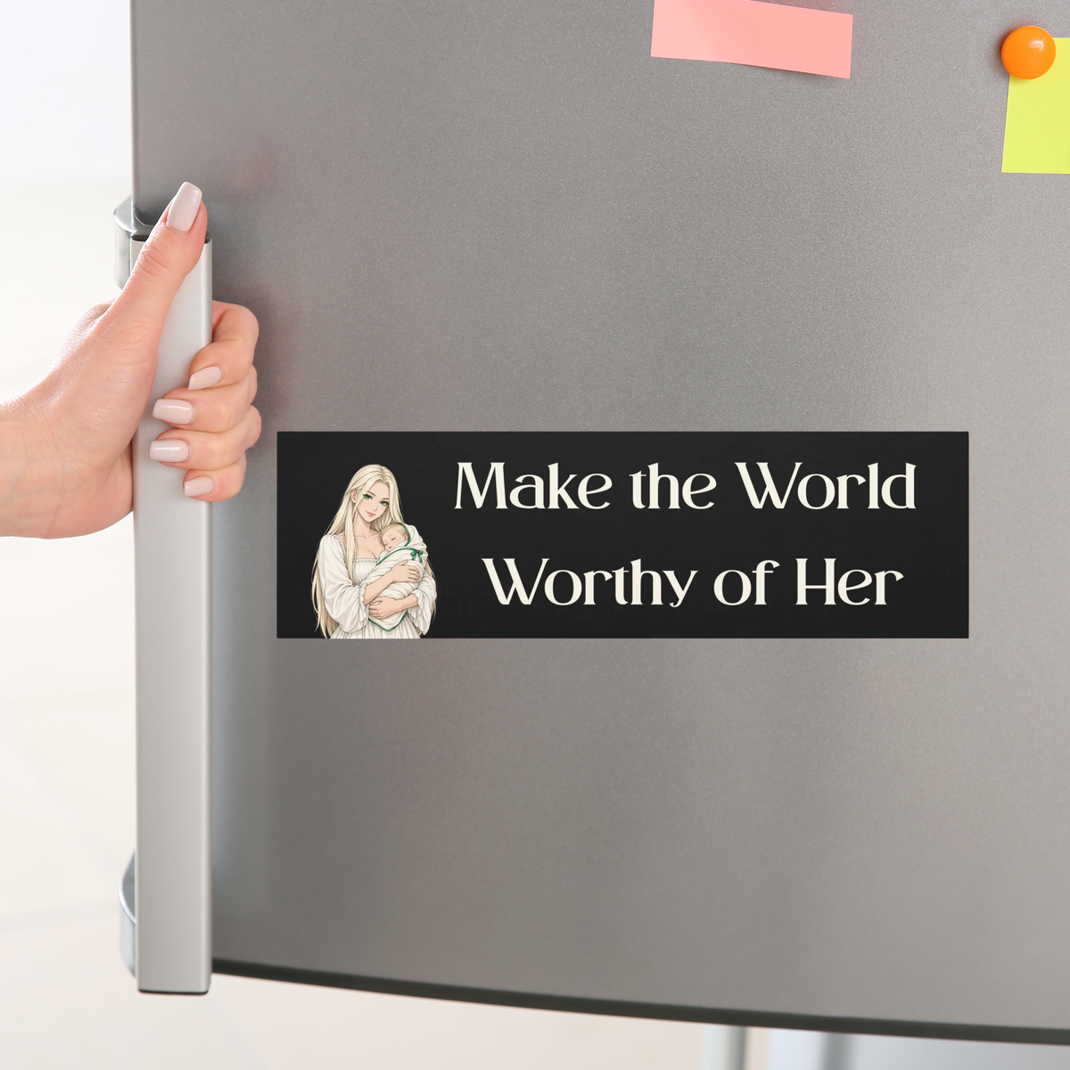 Make the World Worthy of Her Car Magnet – Dracæna Mother and Baby Magnet