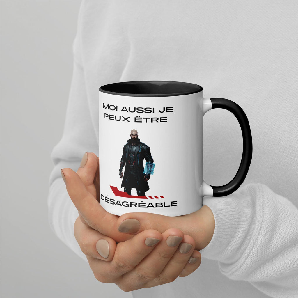 Operation Deck Désagréable mug character and quote side held in both hands against a white top.