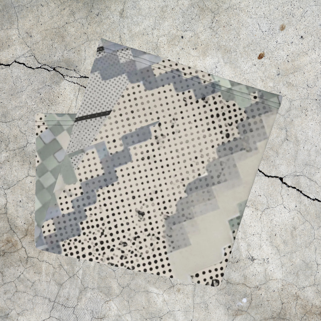 Urban Concrete 9 neck gaiter folded to show light grey blocks and dense black dots.