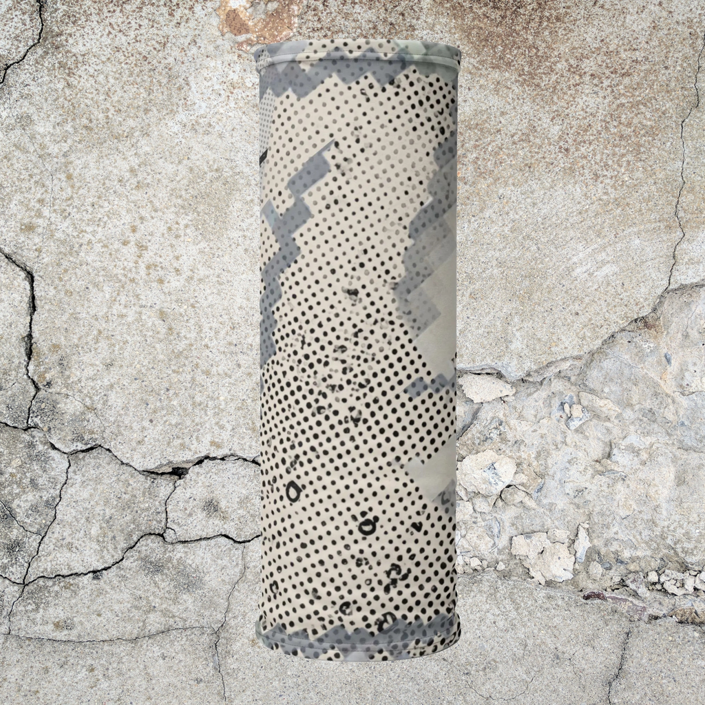 Urban Concrete 9 neck gaiter upright product view against a cracked concrete wall.