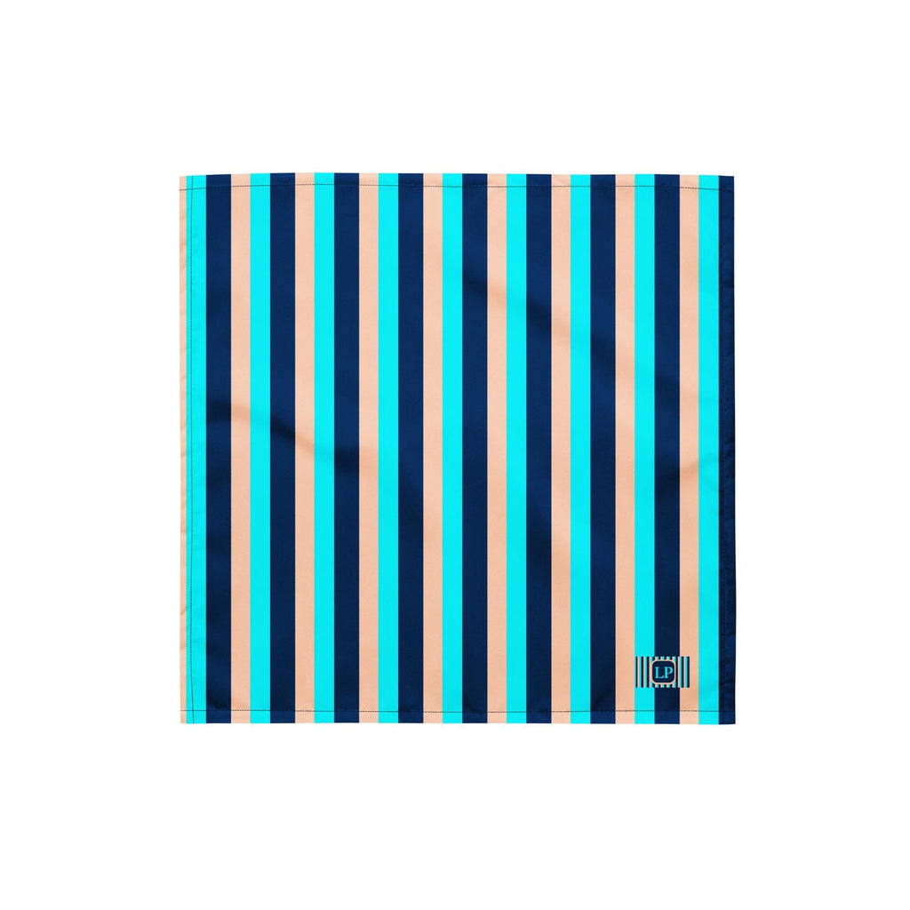 Blue Stripe bandana small flat product view of the striped design on a white background.