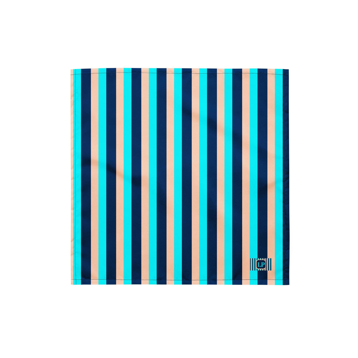 Blue Stripe bandana small flat product view of the striped design on a white background.