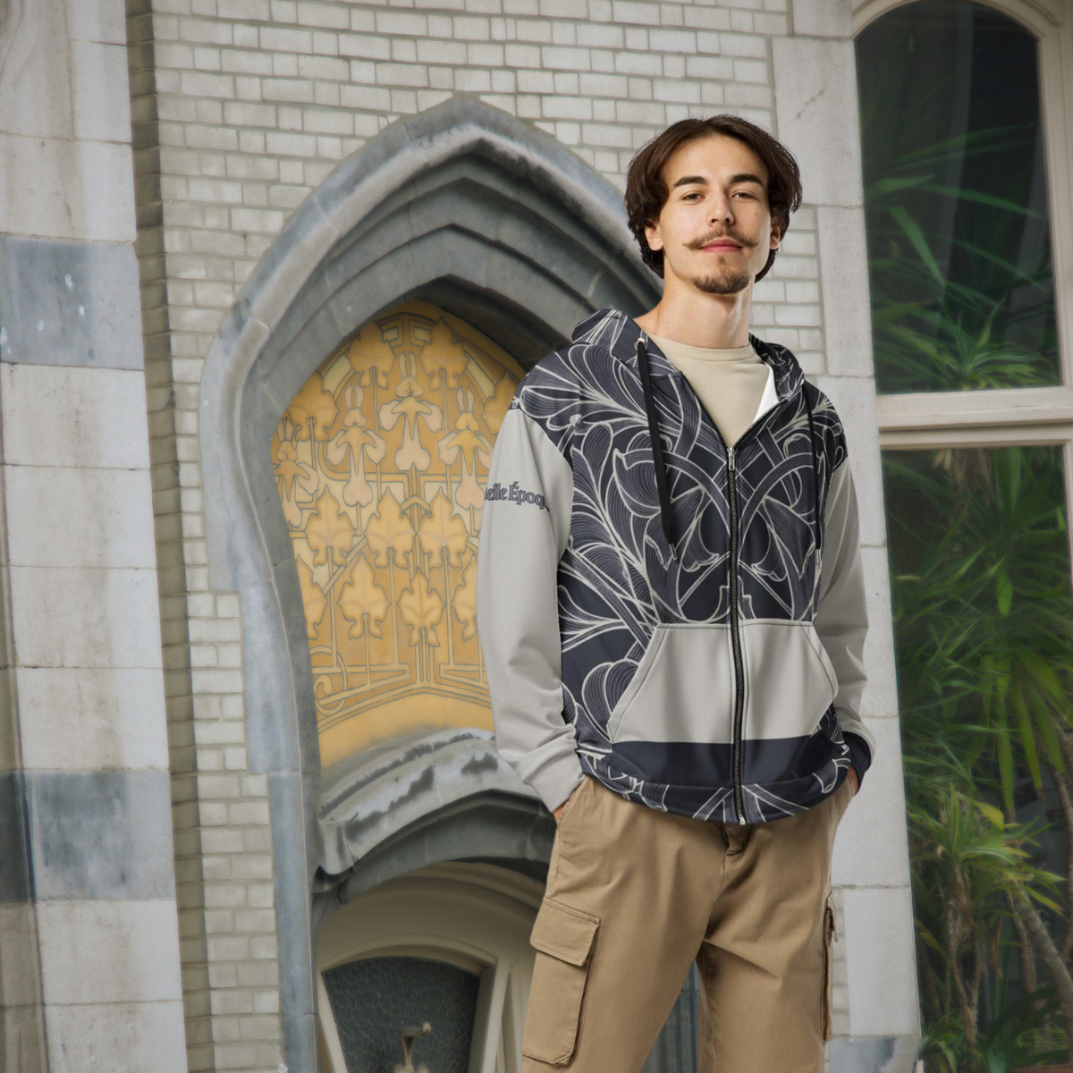 Gray Art Nouveau Zip Hoodie – Belle Époque
