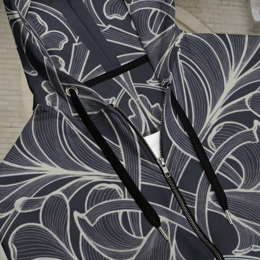 Gray Art Nouveau Zip Hoodie – Belle Époque
