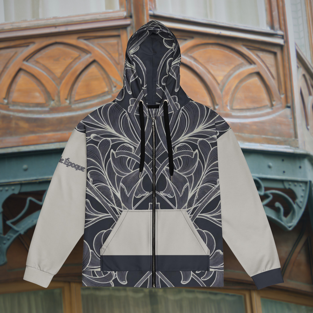 Gray Art Nouveau Zip Hoodie – Belle Époque