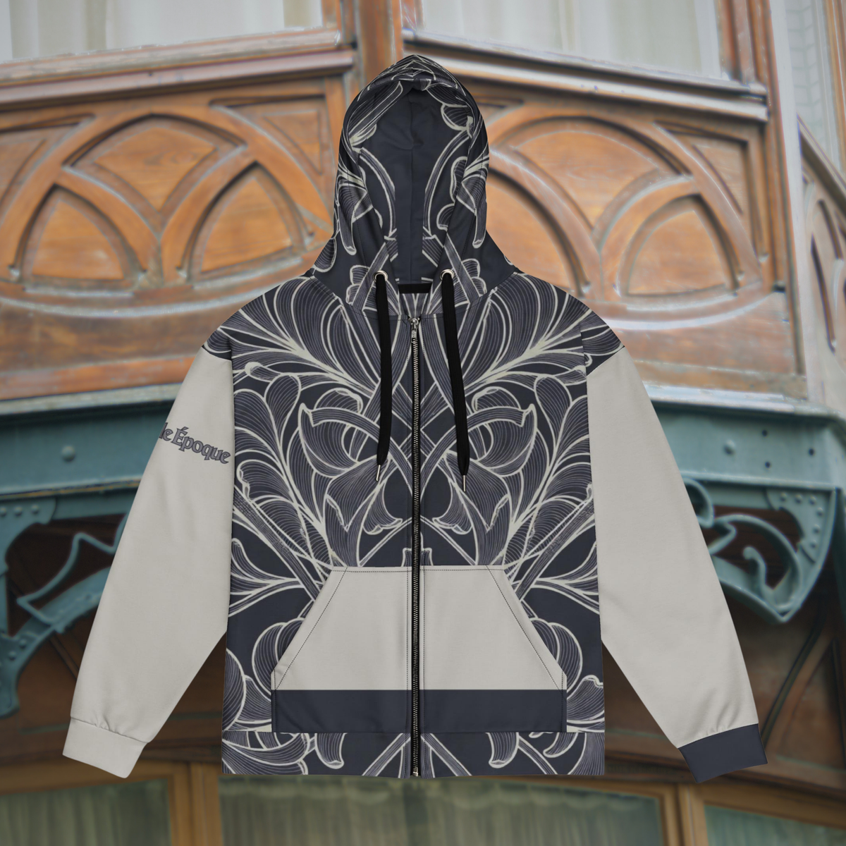 Gray Art Nouveau Zip Hoodie – Belle Époque