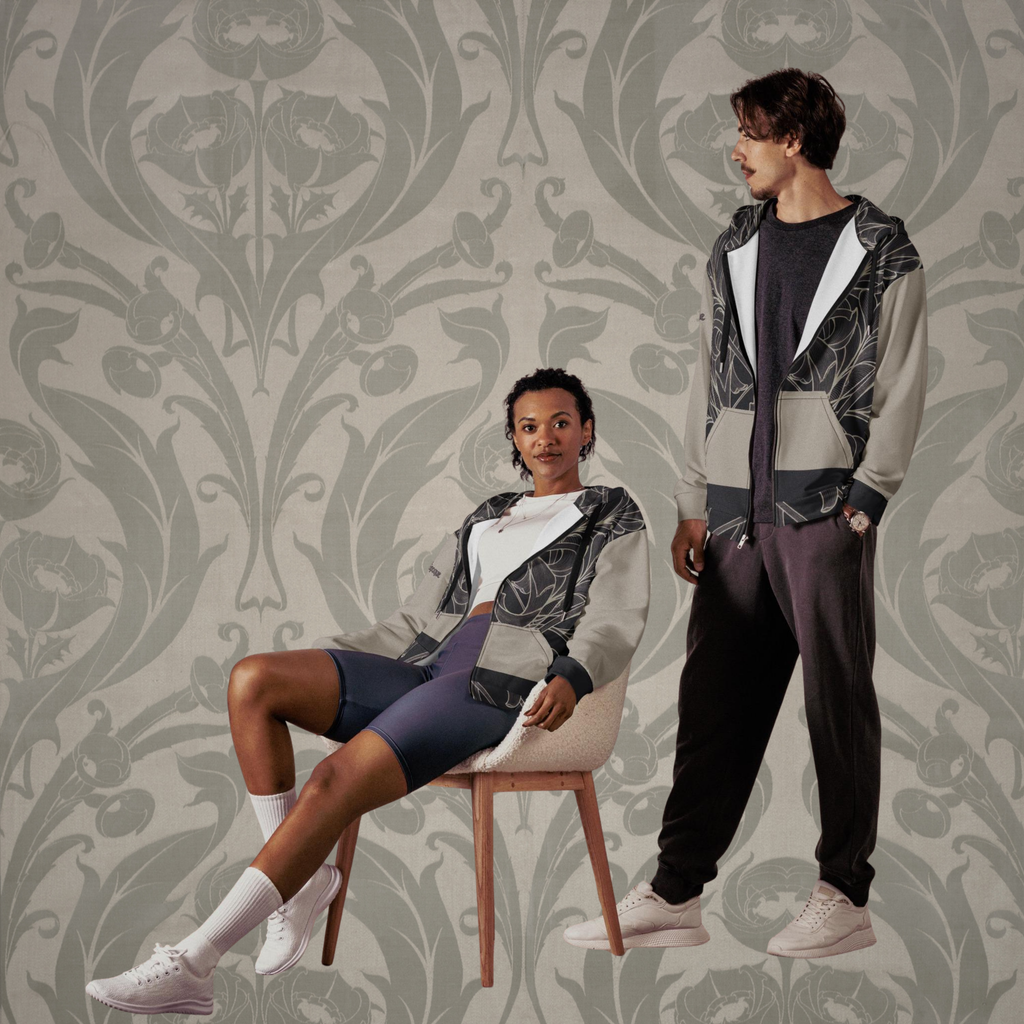 Gray Art Nouveau Zip Hoodie – Belle Époque