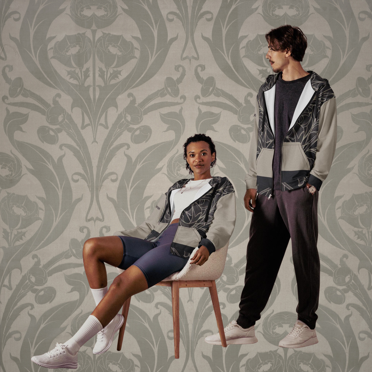 Gray Art Nouveau Zip Hoodie – Belle Époque