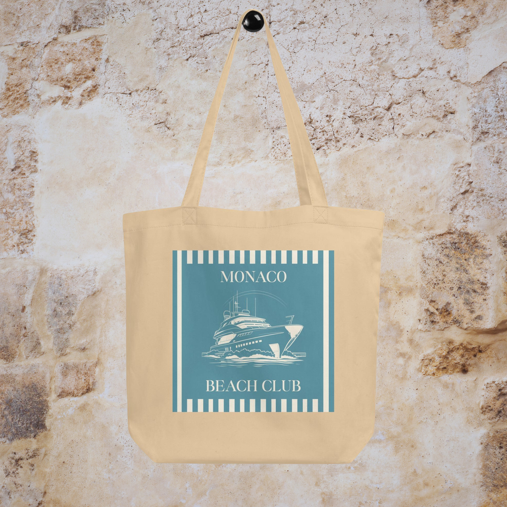 Monaco Beach Club Organic Cotton Tote Bag