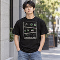 Written in the Stars Shirt: three manga-style panels with green eyes, a heart, Draco constellation stars and Written in the Stars lettering.