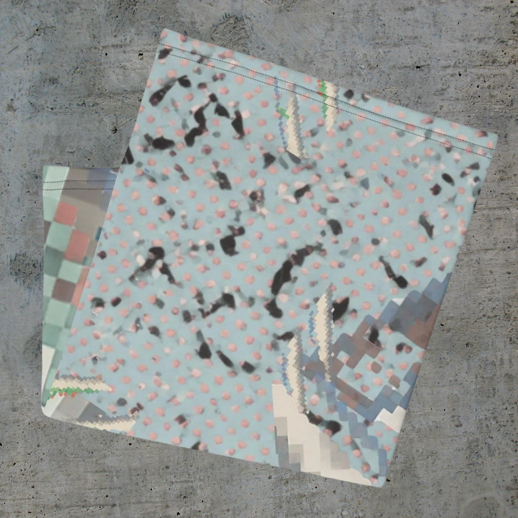 Urban Concrete 3 neck gaiter folded to show pale blue-grey textures and small geometric accents.