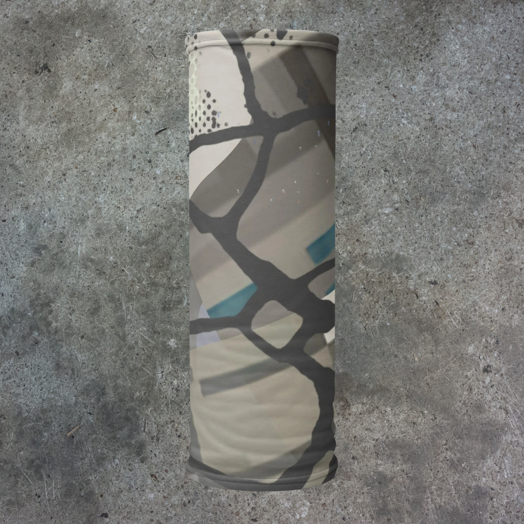 Urban Concrete 5 neck gaiter upright product view showing the grey and black abstract urban print.