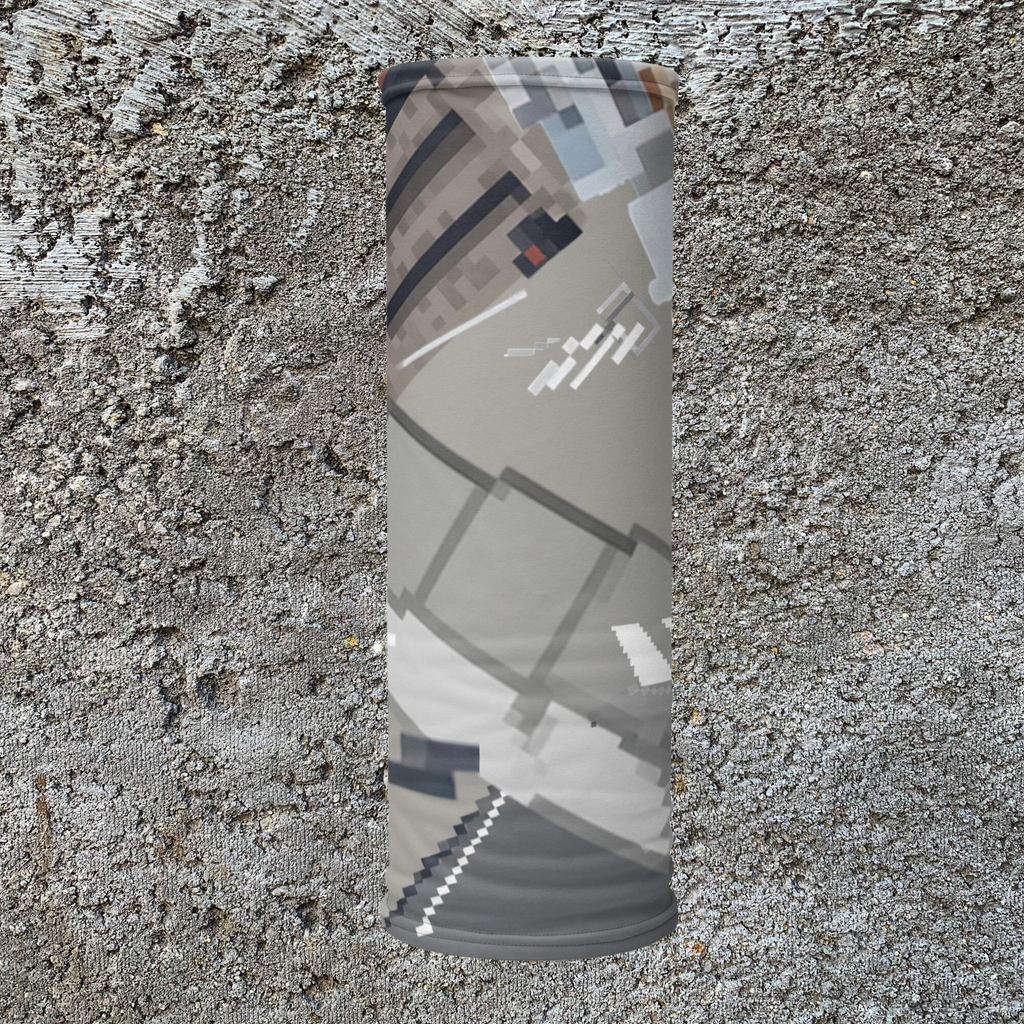 Urban Concrete 10 neck gaiter upright product view showing the grey architectural pattern.