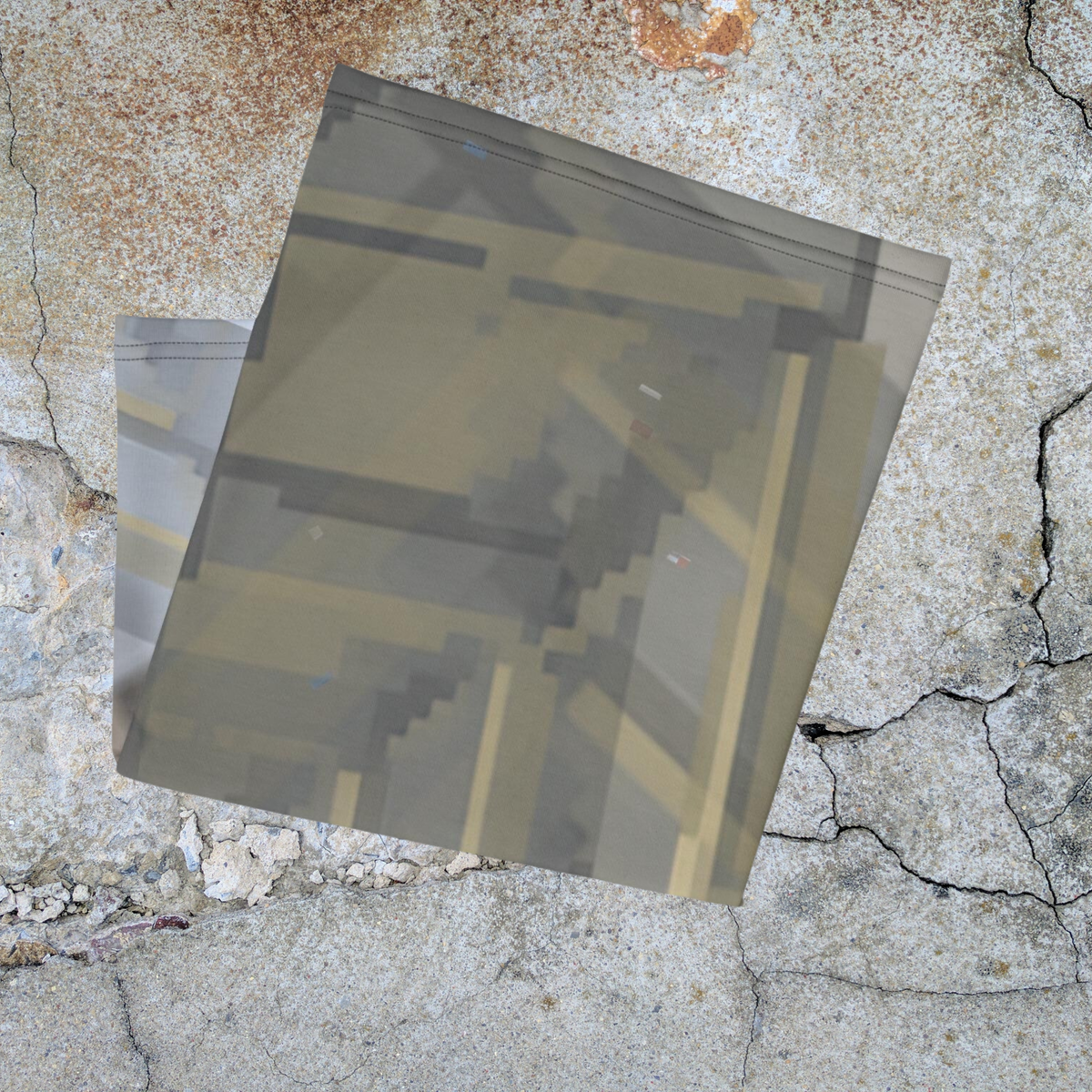 Urban Concrete 7 neck gaiter folded to show muted grey, stone and ochre architectural blocks.