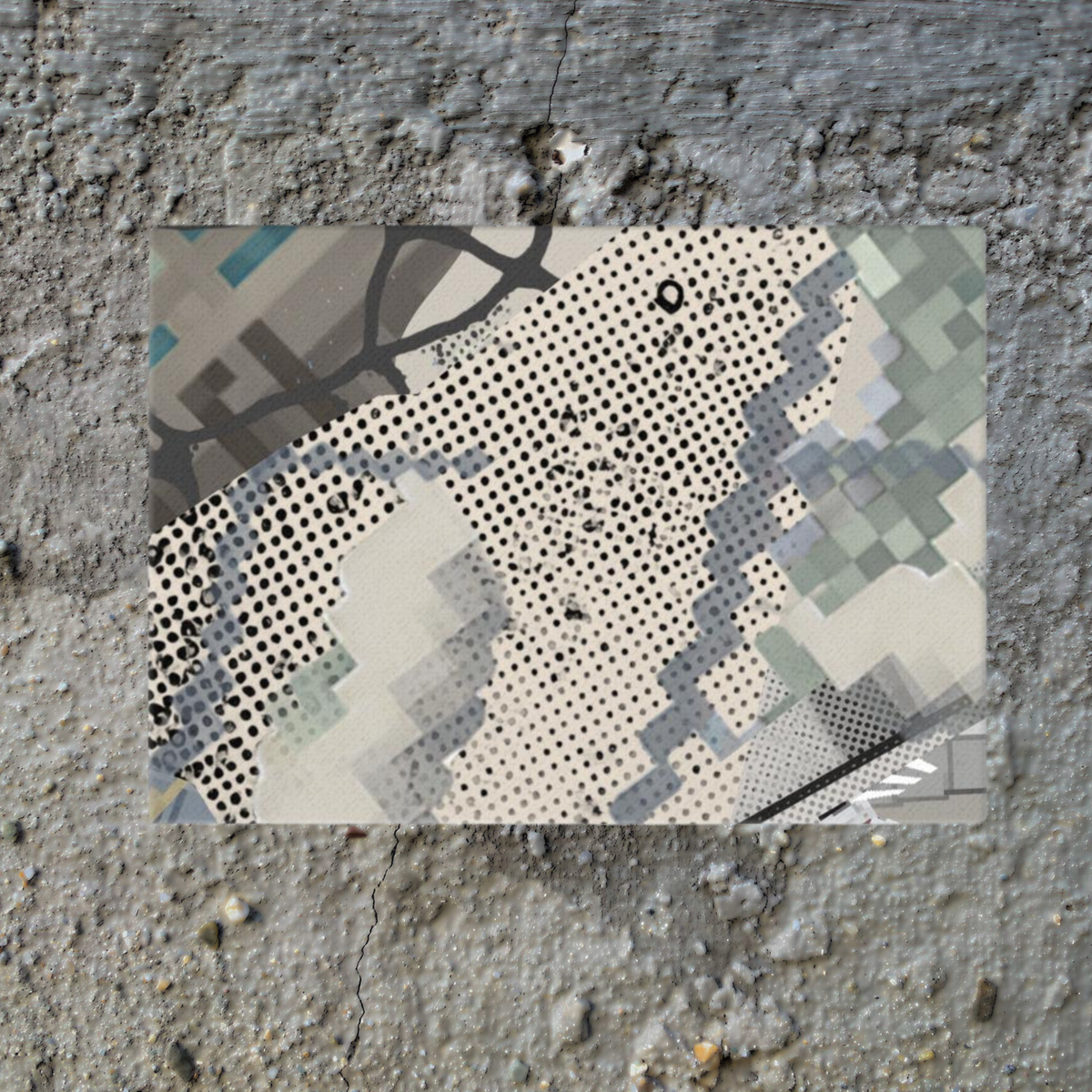 Urban Concrete 1 landscape canvas hanging against a textured grey wall.