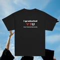 I Graduated YTU kids' T-shirt in black, front product view of the Your Tutorial University lettering.