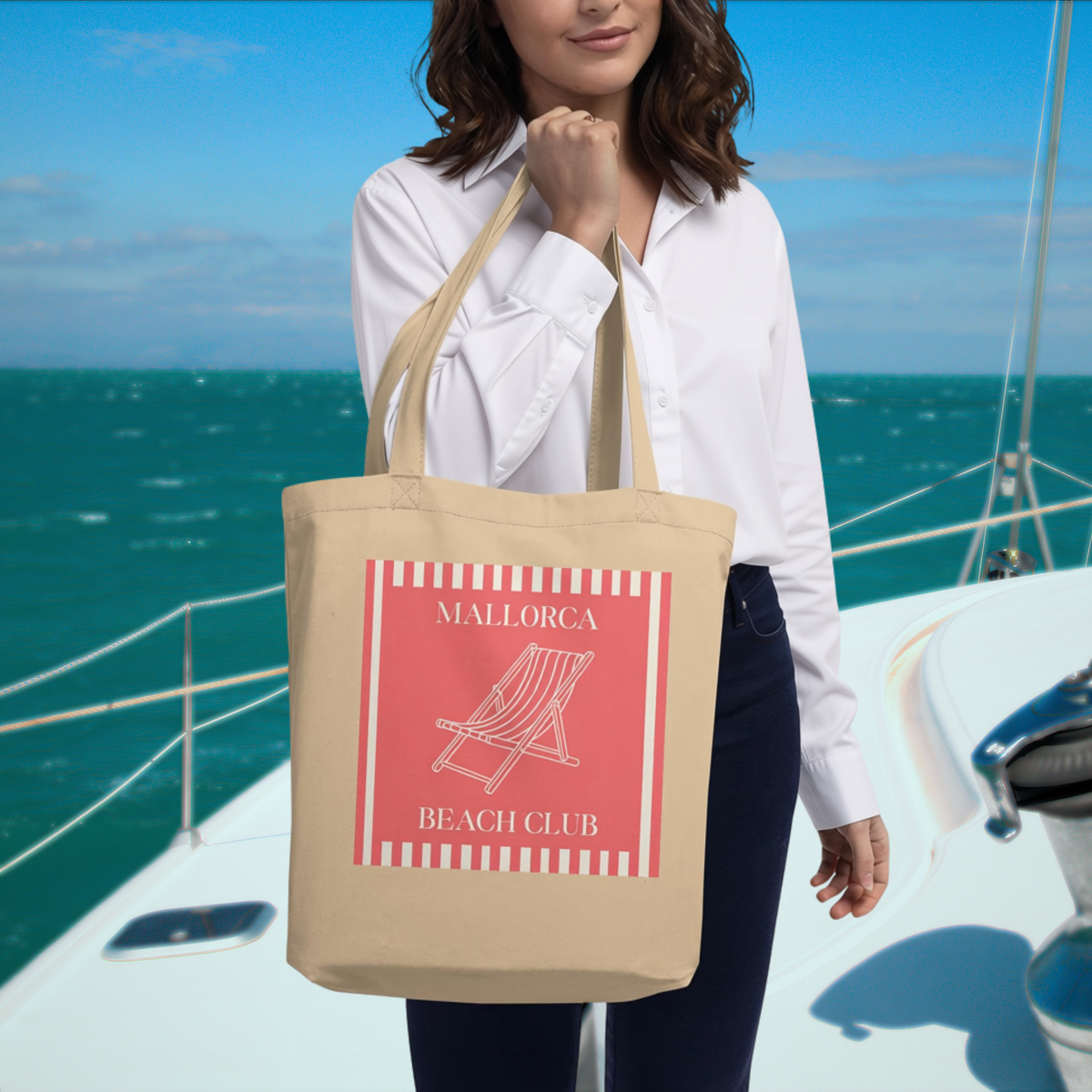 Mallorca Beach Club Organic Cotton Tote Bag