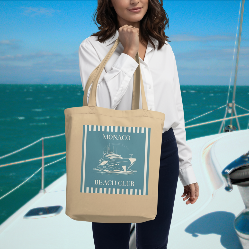 Monaco Beach Club Organic Cotton Tote Bag