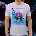 Alien Octopus snorkeling T-shirt in lavender, torso view of the snorkeling alien and purple octopus.